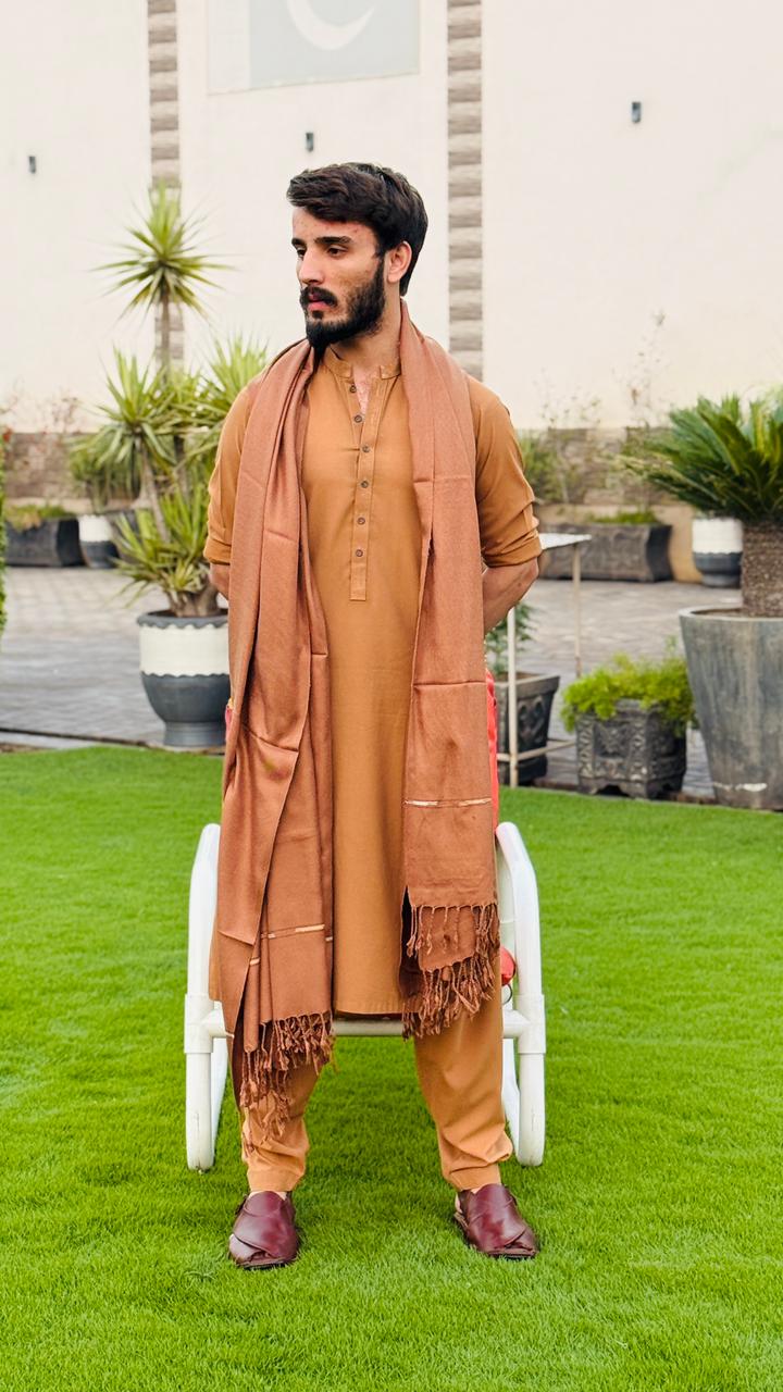BROWN PLAIN MEN SHAWL