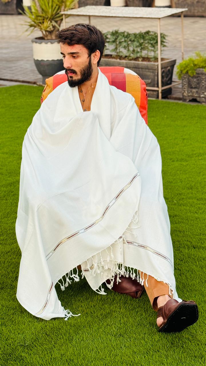 PLAIN LINE SHAWL WHITE