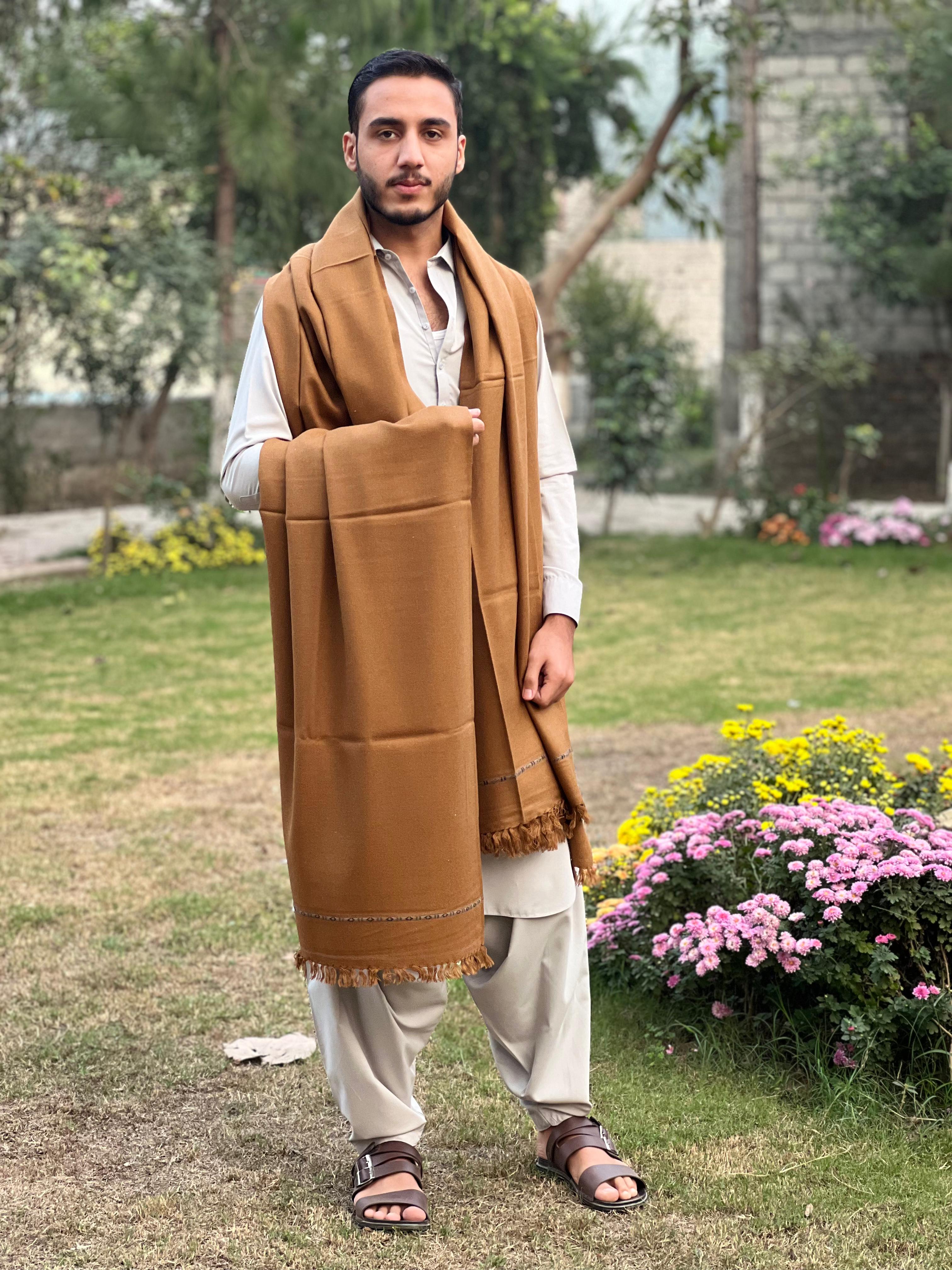 BROWN PLAIN MEN SHAWL